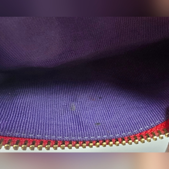 Tusk Classic Long Slim Red Leather Bifold Wallet Purple Tan Interior Credit Card - Picture 9 of 16